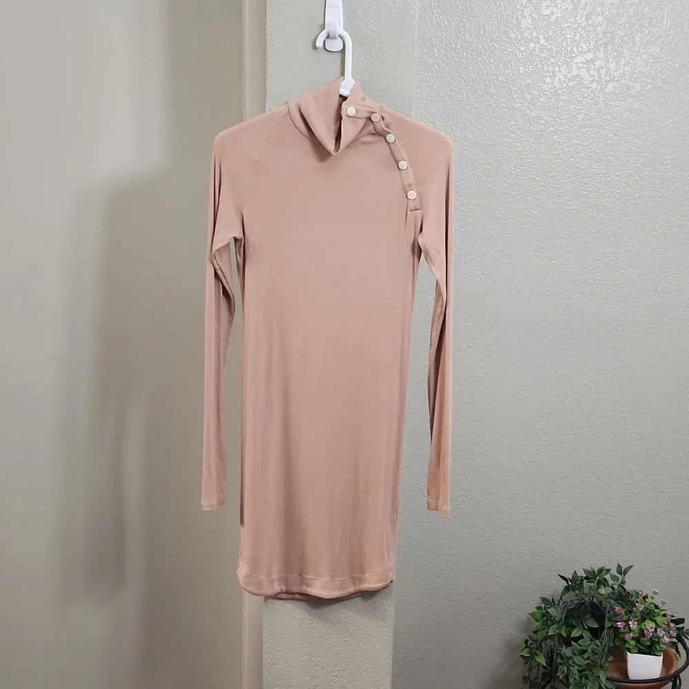 Revolve Alix NYC Lisbon Button Neck Mini Dress in Fawn Size Medium - Picture 5 of 13